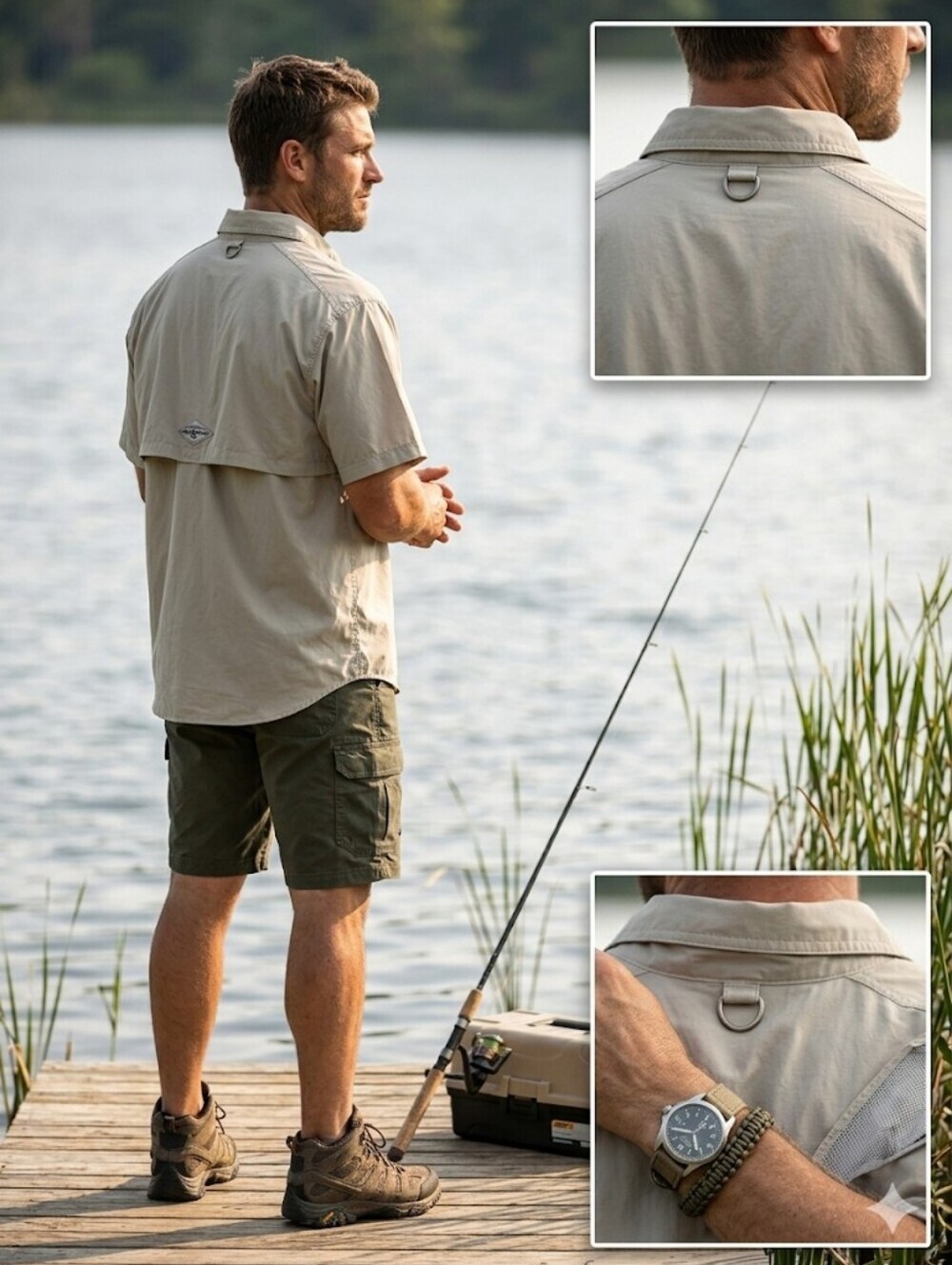 Hook & Tackle Men's Short-Sleeve Button-Down  Size L